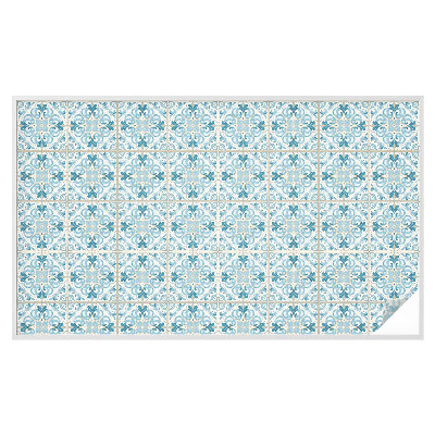 Samolepiaca vitráž na okno a dvere Kvetinové dlaždice