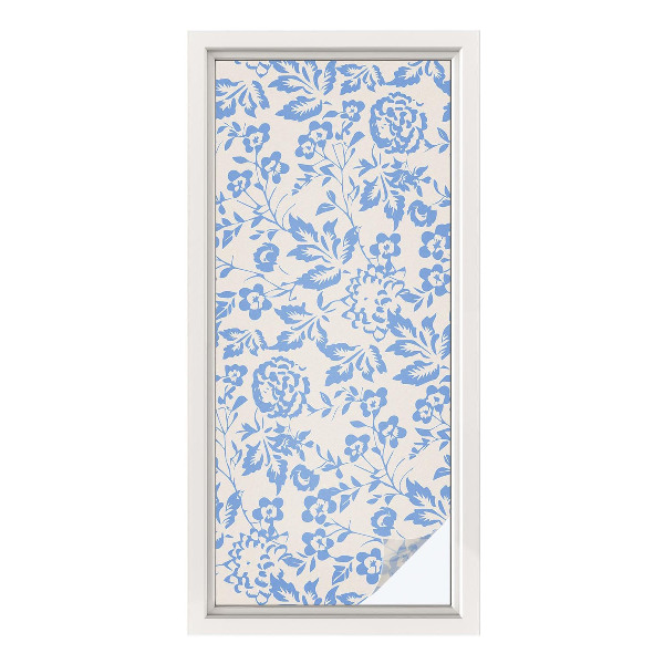 Samolepiaca vitráž na okno a dvere Kvety listy