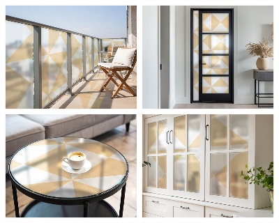 Samolepiaca vitráž na okno a dvere Geometrické trojuholníky