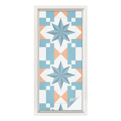 Samolepiaca vitráž na okno a dvere Modré hviezdy