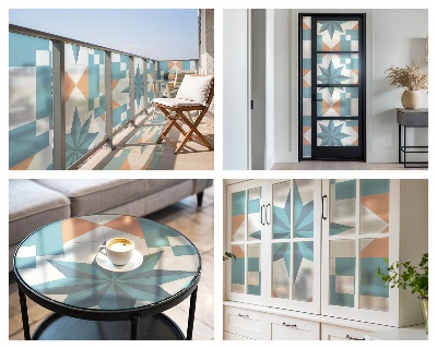 Samolepiaca vitráž na okno a dvere Modré hviezdy