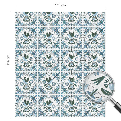 Samolepiaca vitráž na okno a dvere Modré kvety