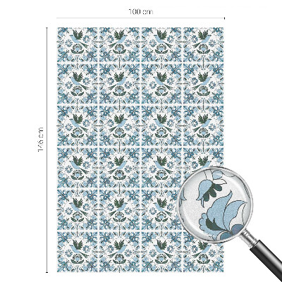 Samolepiaca vitráž na okno a dvere Modré kvety