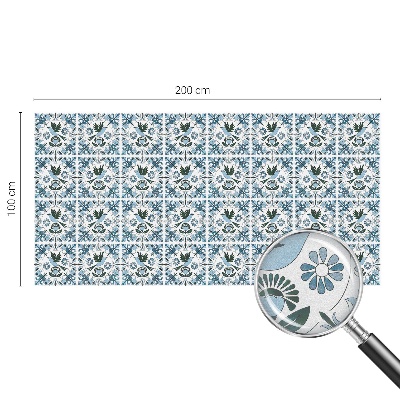 Samolepiaca vitráž na okno a dvere Modré kvety