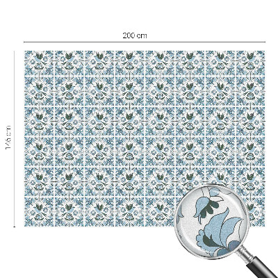 Samolepiaca vitráž na okno a dvere Modré kvety