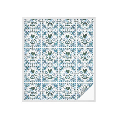 Samolepiaca vitráž na okno a dvere Modré kvety