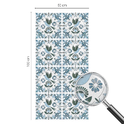 Samolepiaca vitráž na okno a dvere Modré kvety