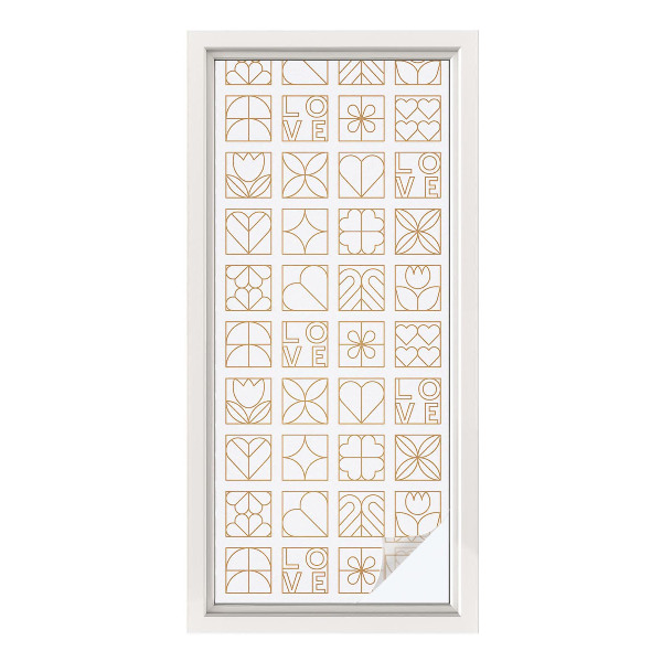 Samolepiaca vitráž na okno a dvere Geometrická láska