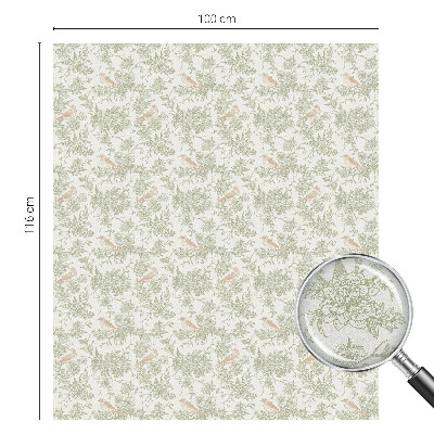 Samolepiaca vitráž na okno a dvere Vtáky Rastliny