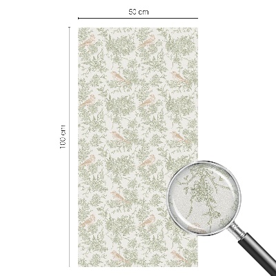 Samolepiaca vitráž na okno a dvere Vtáky Rastliny