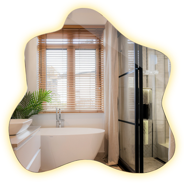 Zrkadlo v tvare škvrny LED osvetlené