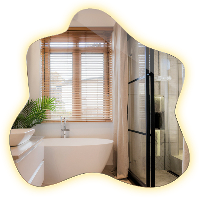 Zrkadlo v tvare škvrny LED osvetlené