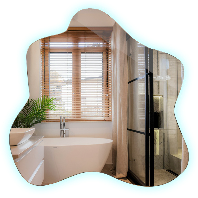 Zrkadlo v tvare škvrny LED osvetlené