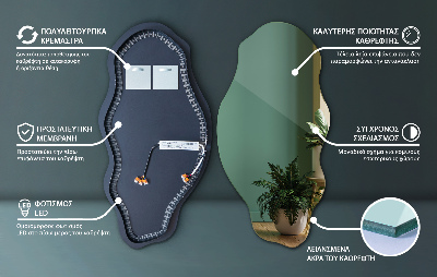 Asymetrické zrkadlo Led Bezrámové