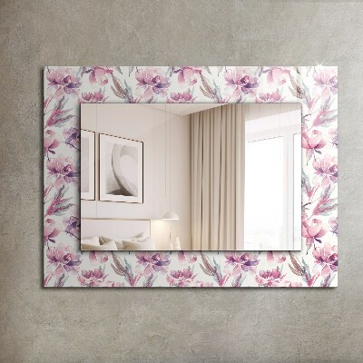 Zrkadlo s potlačeným rámom Fialové kvetinové vzory