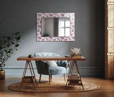 Zrkadlo s potlačeným rámom Fialové kvetinové vzory
