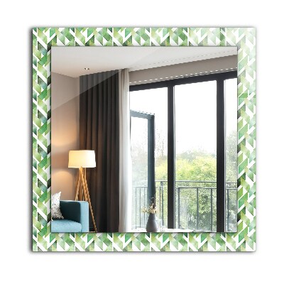 Dekoračné zrkadlo na stenu Zelený geometrický vzor