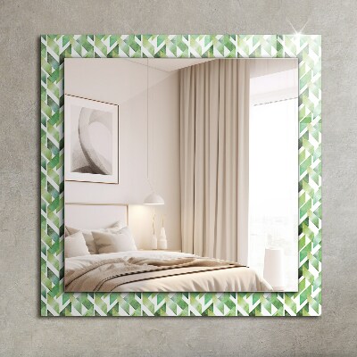 Dekoračné zrkadlo na stenu Zelený geometrický vzor