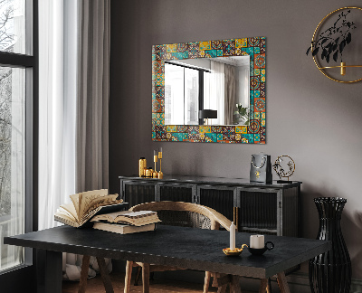 Zrkadlo s motívom Farebná mozaiková dlažba