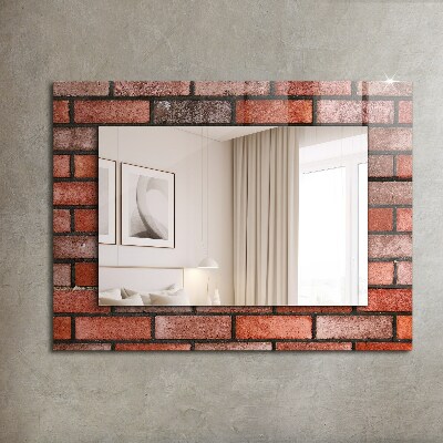 Zrkadlo s potlačeným rámom Červená tehlová stena
