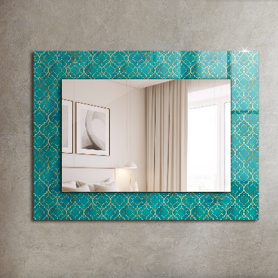 Zrkadlo s potlačeným rámom Zelený geometrický vzor