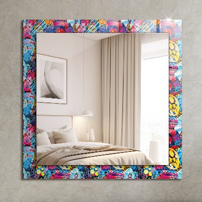 Zrkadlo s potlačeným rámom Farebný abstraktný vzor