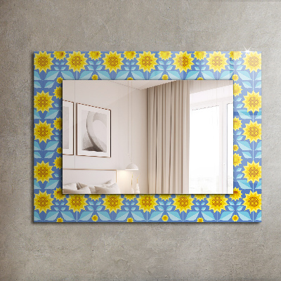 Zrkadlo rám s potlačou Vzor listov slnečnice