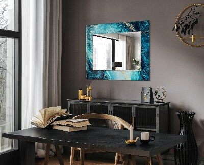 Dekoračné zrkadlo na stenu Abstraktné modré umenie