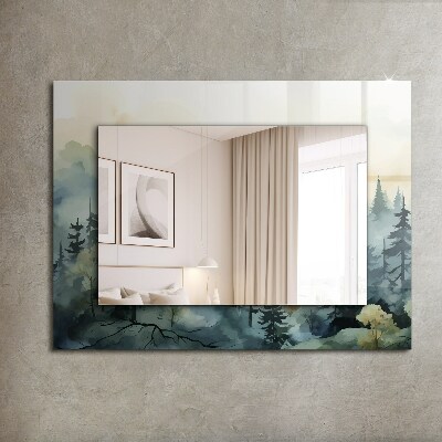 Zrkadlo rám s potlačou Les v hmle