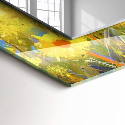 Zrkadlo s potlačeným rámom Slnečnicové pole