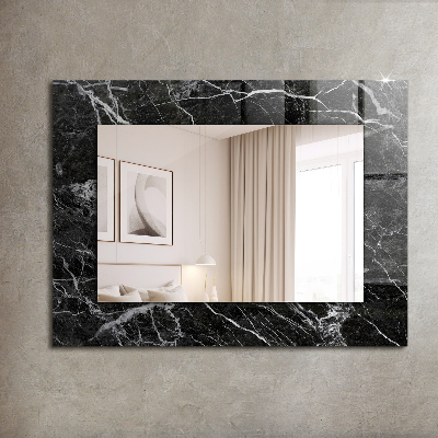 Zrkadlo s potlačeným rámom Čierny mramor