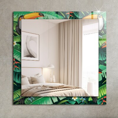 Zrkadlo rám s potlačou Tukany listy džungle