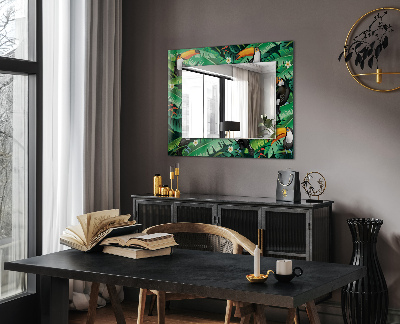 Zrkadlo rám s potlačou Tukany listy džungle