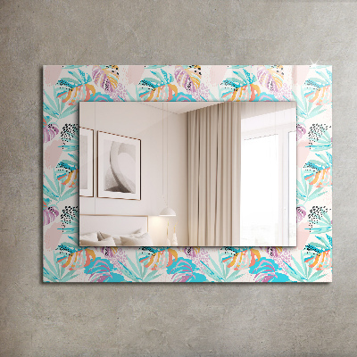 Zrkadlo s potlačeným rámom Farebné tropické listy