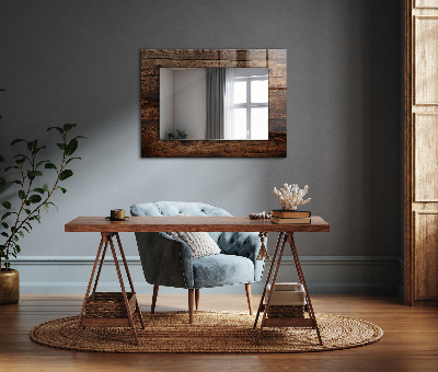 Zrkadlo s potlačeným rámom Textúra drevenej dosky