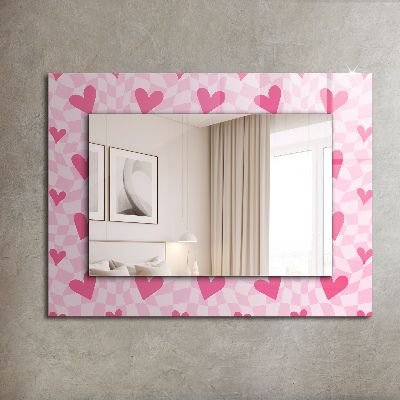 Dekoračné zrkadlo na stenu Ružové srdcia