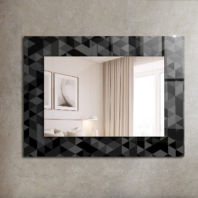 Zrkadlo s potlačeným rámom Čierne a sivé trojuholníky