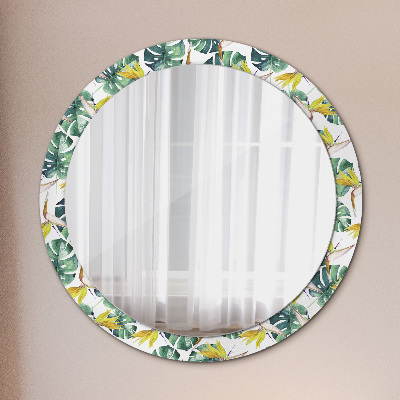 Okrúhle ozdobné zrkadlo Tropické listy