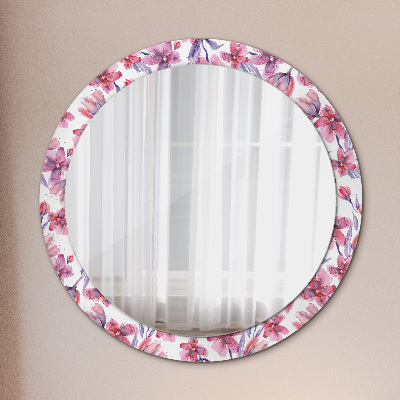 Okrúhle zrkadlo s potlačou Kvety