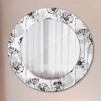 Okrúhle ozdobné zrkadlo na stenu Kvety maki