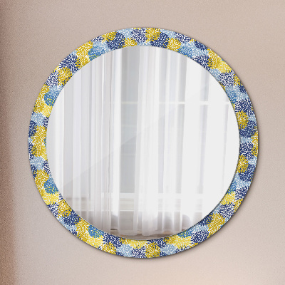 Okrúhle ozdobné zrkadlo Modré kvety