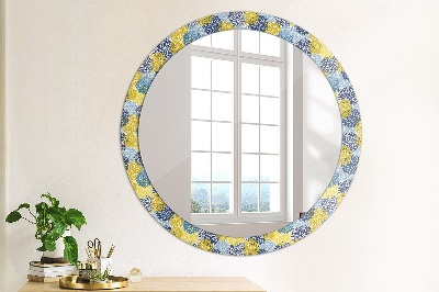 Okrúhle ozdobné zrkadlo Modré kvety
