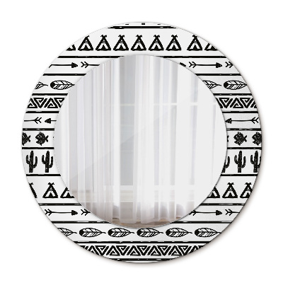 Okrúhle ozdobné zrkadlo Boho minimalista