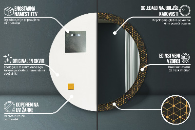 Okrúhle ozdobné zrkadlo Hexagonálna geometria