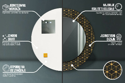 Okrúhle ozdobné zrkadlo Hexagonálna geometria