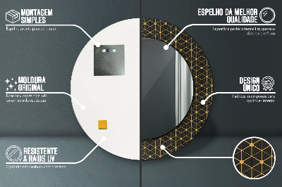 Okrúhle ozdobné zrkadlo Hexagonálna geometria