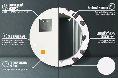 Okrúhle zrkadlo s potlačou Abstraktné srdcia