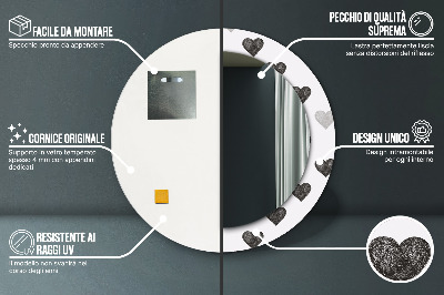 Okrúhle zrkadlo s potlačou Abstraktné srdcia