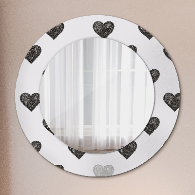 Okrúhle zrkadlo s potlačou Abstraktné srdcia