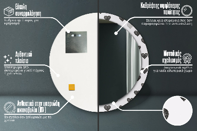 Okrúhle zrkadlo s potlačou Abstraktné srdcia